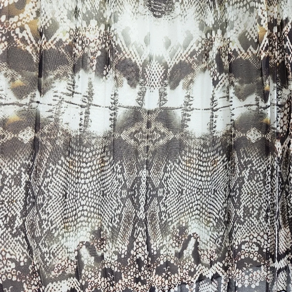 ASOS Midi Pleated Skirt Brown Snake Snakeskin Print Lined Side Zip 6